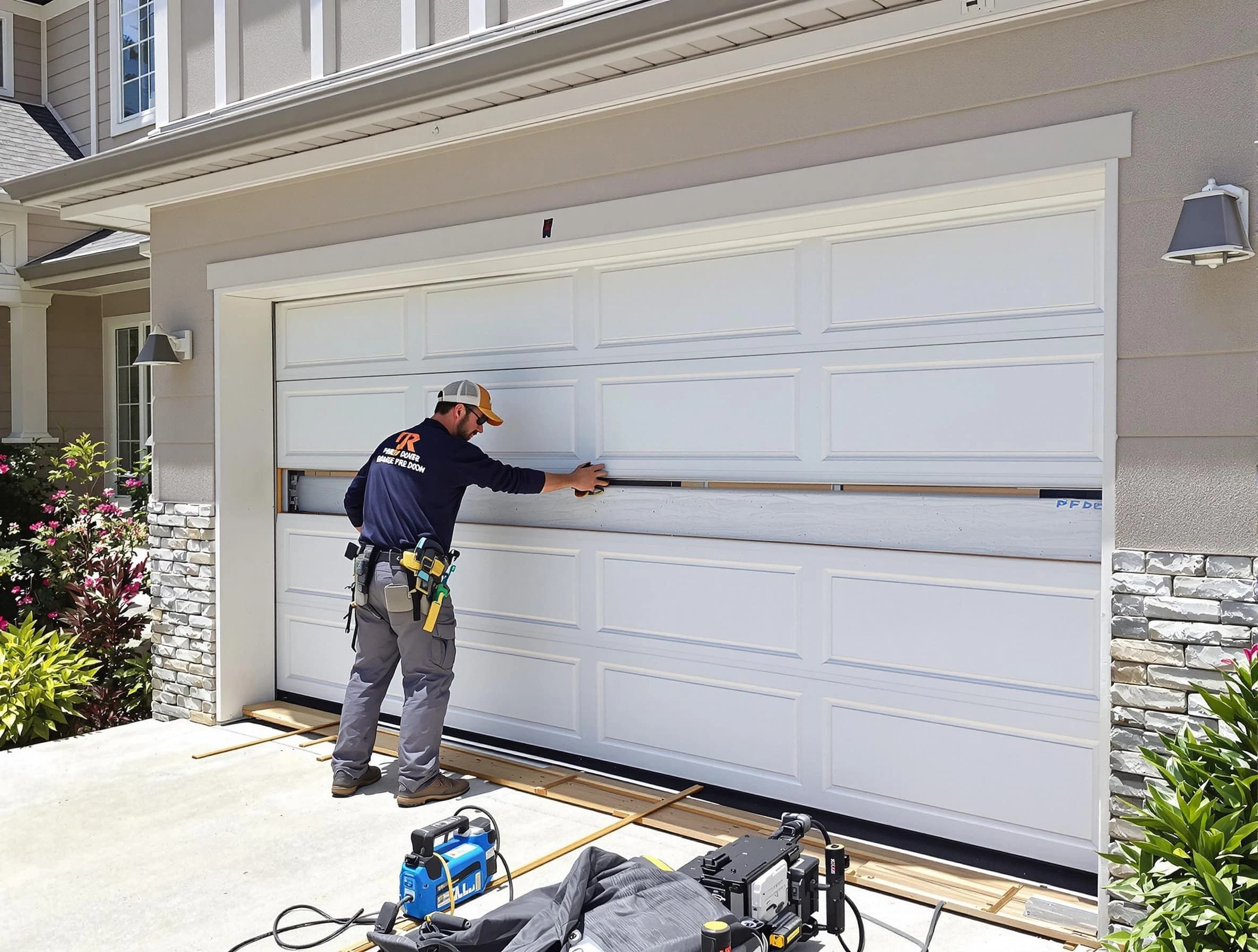 Hillside Garage Door Repair team performing complete garage door replacement at Hillside residence