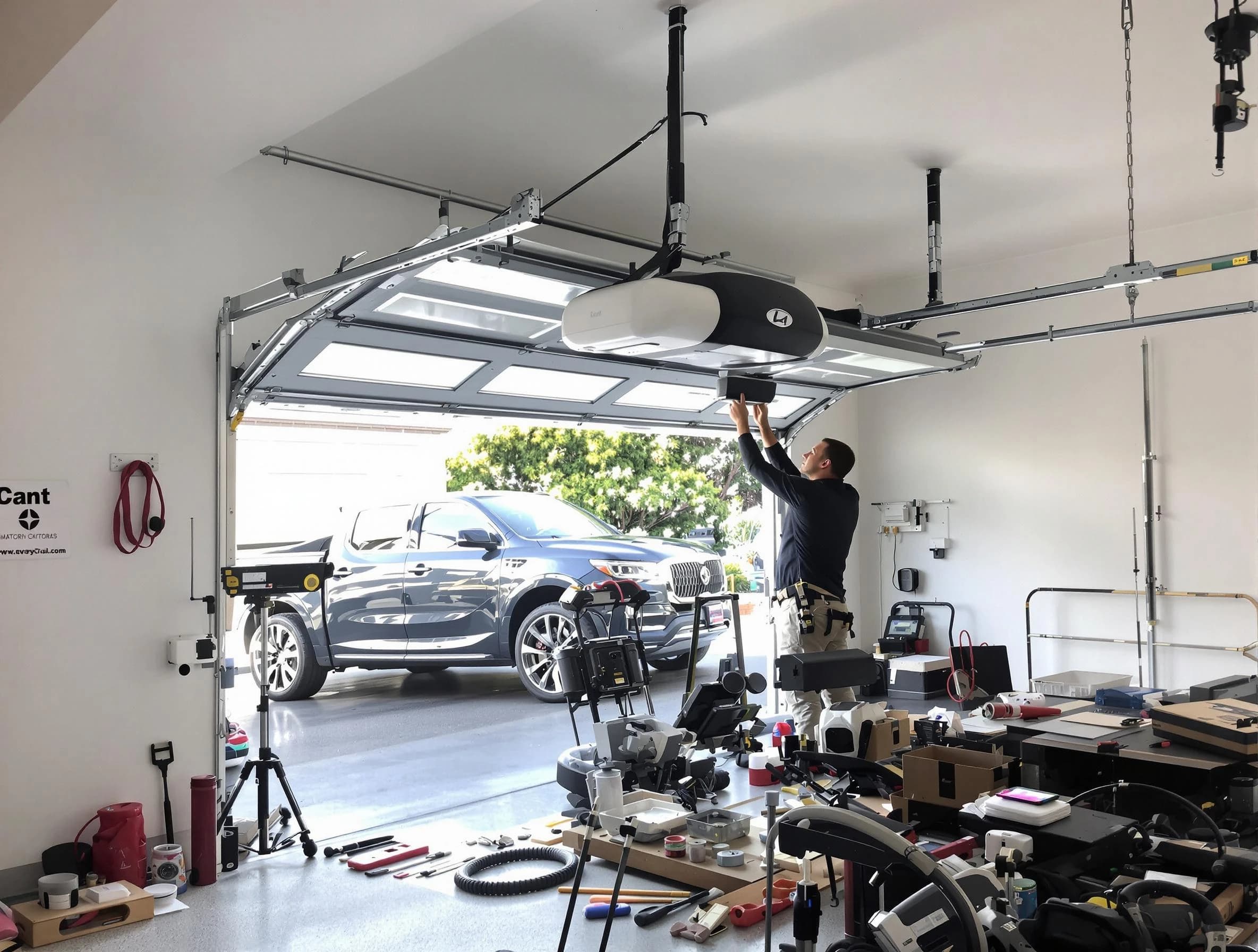 Hillside Garage Door Repair specialist installing smart garage door opener system in Hillside home