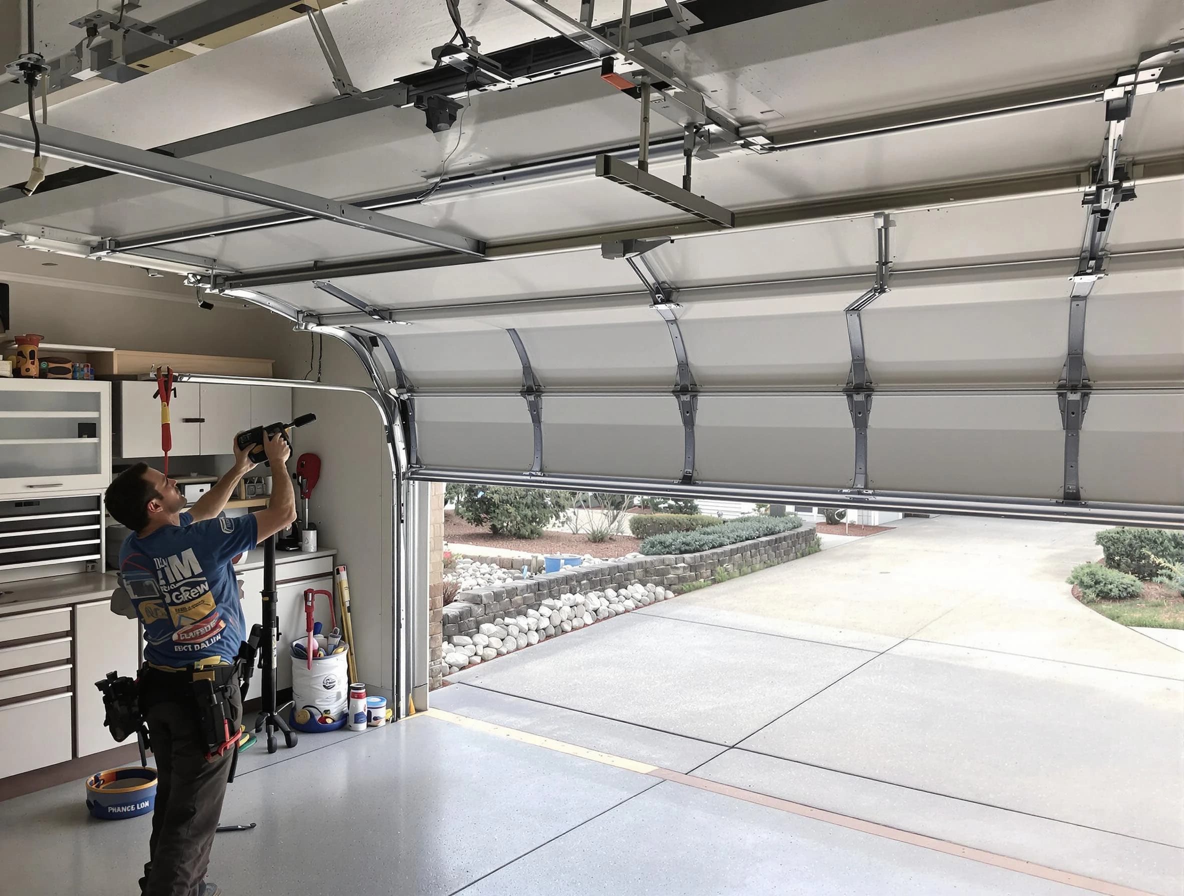 Garage door track repair service by Hillside Garage Door Repair in Hillside