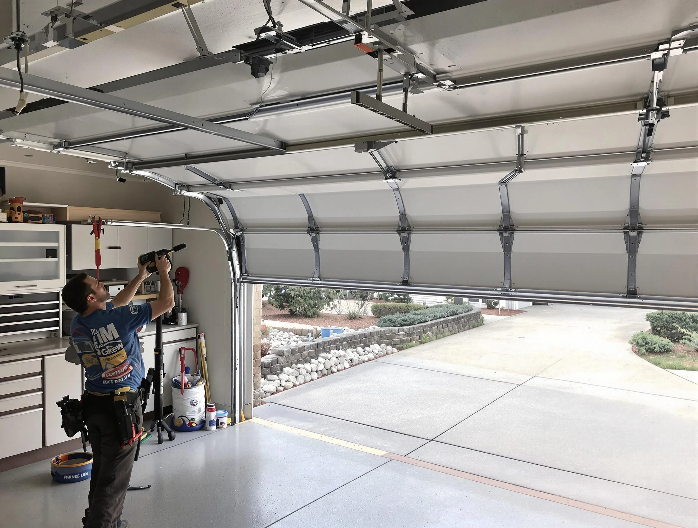 Garage door track repair service by Hillside Garage Door Repair in Hillside